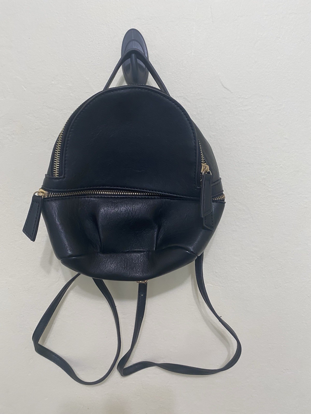 Small Leather Mini Black Backpack - image 3