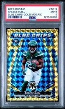 2022 Panini Mosaic Blue Chips Gold Prizm /10 Breece Hall #BC-12 Rookie PSA 9 SSP