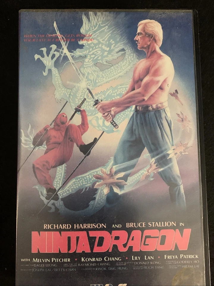 Ninja Dragon VHS 1986 BIG BOX Richard Harrison Bruce Stallion Action Crime RARE! - Image 3 of 4