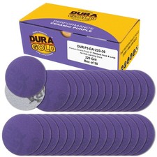 220 Grit 3" Purple Ceramic Sanding Discs, Box of 30 - Hook  Loop Sandpaper