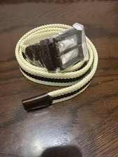 Boston Scott Golf Mens Belt Size 36 Brown Leather and Canvas Silver Tone Buckle