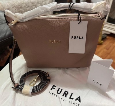NWT Furla Sophie Leather XL CrossbodyShoulder Bag Moonstone Pink