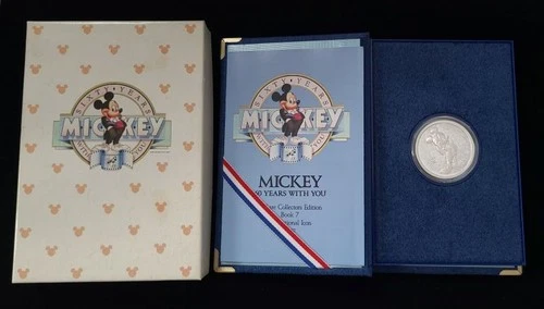 1988 RM Mickey 60 Years with You Collector's Edition Proof 1 Troy oz .999 Silver