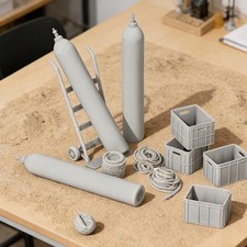 Modelli di accessori industriali in scala 1/35 per decorazioni da tavolo di