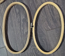 Lot 2 Vintage Wooden Oval Embroidery Cross Stitch Hoops Screw and Tension 9inch
