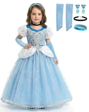 Cinderella Inspired Costume for Girls – Dress Up Set with Accessories
