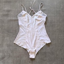 Vintage Victoria  s Secret Sift Pink Satin Lace and Sequins Bodysuit Teddy Size M