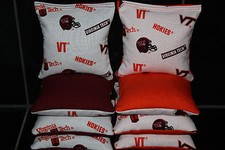VIRGINIA TECH HOKIES 8 CORNHOLE BEAN BAGS GAME/BAGGO TOSS Quality Handmade NEW 