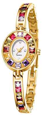 Luxus Vintage Damenuhr mit Kristallen zierliche Uhr Retro Uhr für sie