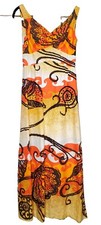 Vintage Malihini Hawaii Designer's Collection Sea Shell Print Maxi Dress Women 8