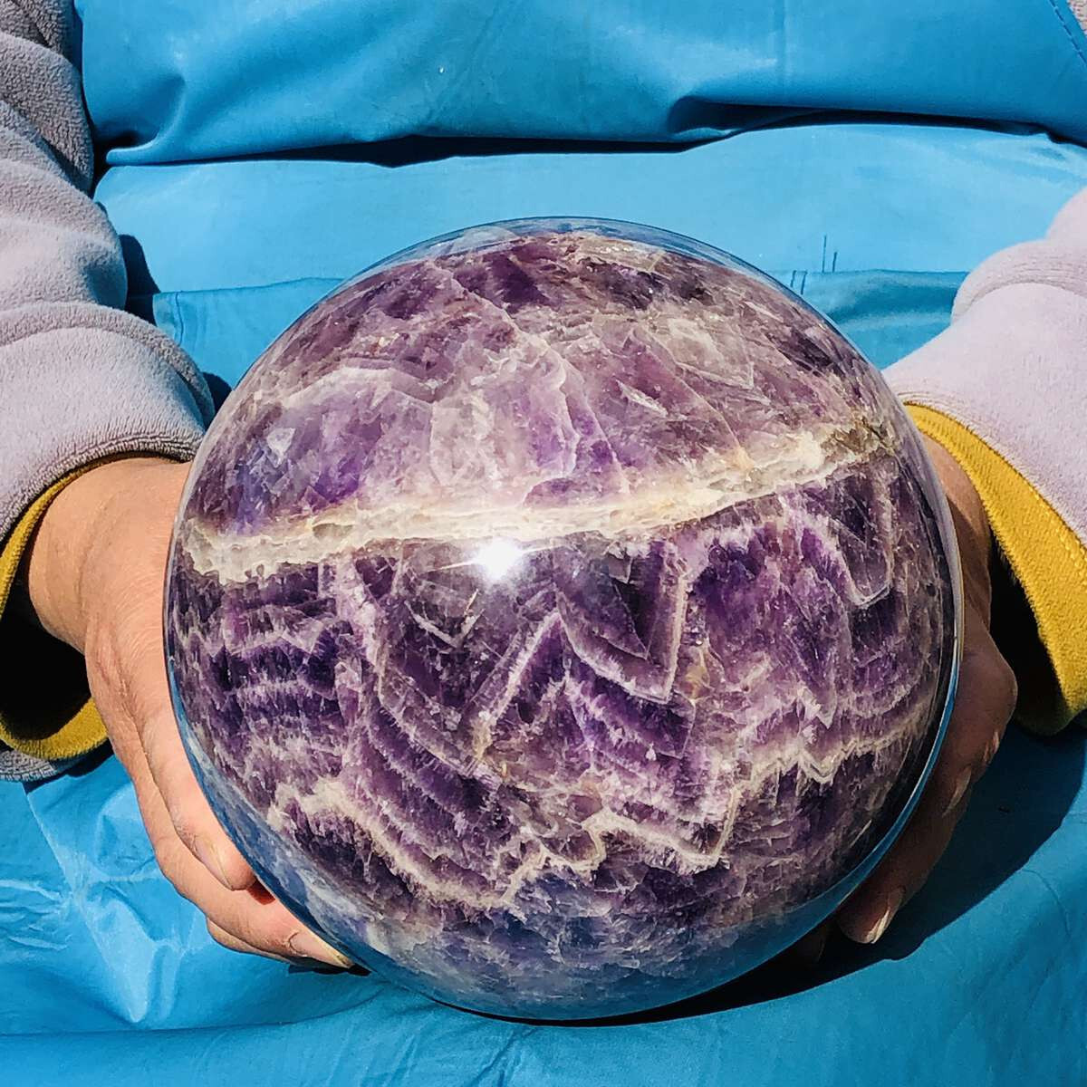 4640G Natural Beautiful Dream Amethyst Quartz Crystal Sphere Ball Healing 3290