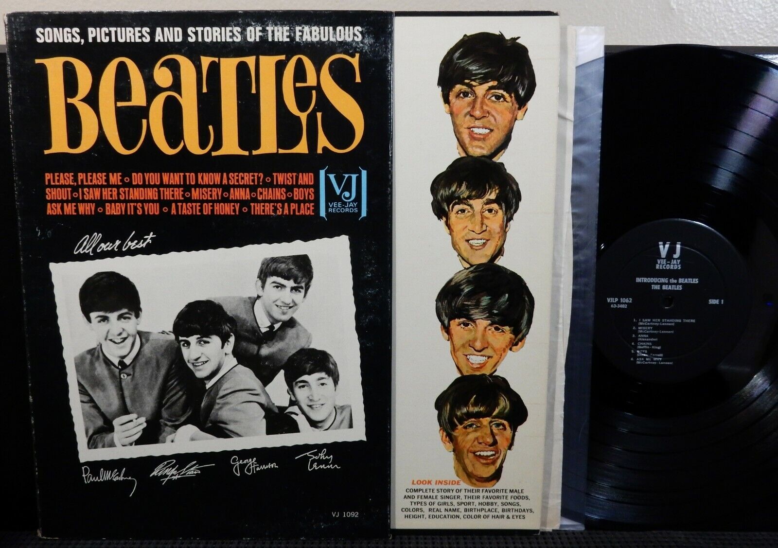 THE BEATLES Songs Pictures Stories Of The Fabulous LP VEE-JAY 1062 MONO DG 1964