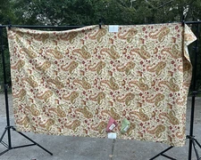 Robert Allen long sample drapery panel 52x88 Parlor Paisley Orange Cotton vtg