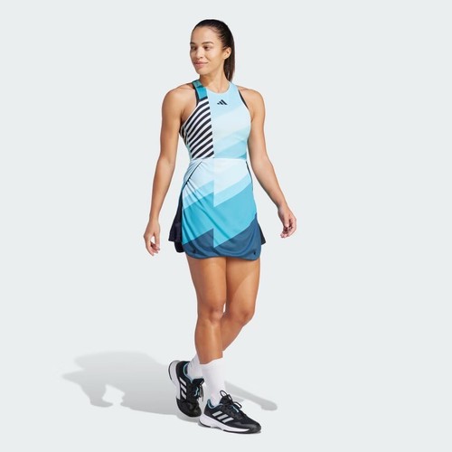 XL - Adidas Abito da Tennis Donna Aero Ready Trasformativo, Flash Aqua/Nero. - Foto 4 di 8