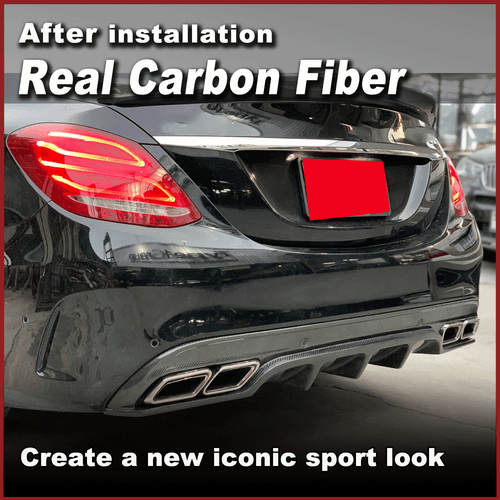 Carbon Diffusor Stoßstangen Heckdiffusor für Mercedes W205 C300 C43 C63 15-19 - Picture 2 of 12
