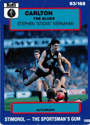 1990 Carlton Blues VFL AFL Stimorol Scanlens Card - Stephen Kernahan - Picture 1 of 3