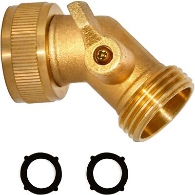 Morvat Brass 45 Degree Hose Elbow with ON/OFF Shutoff Valve