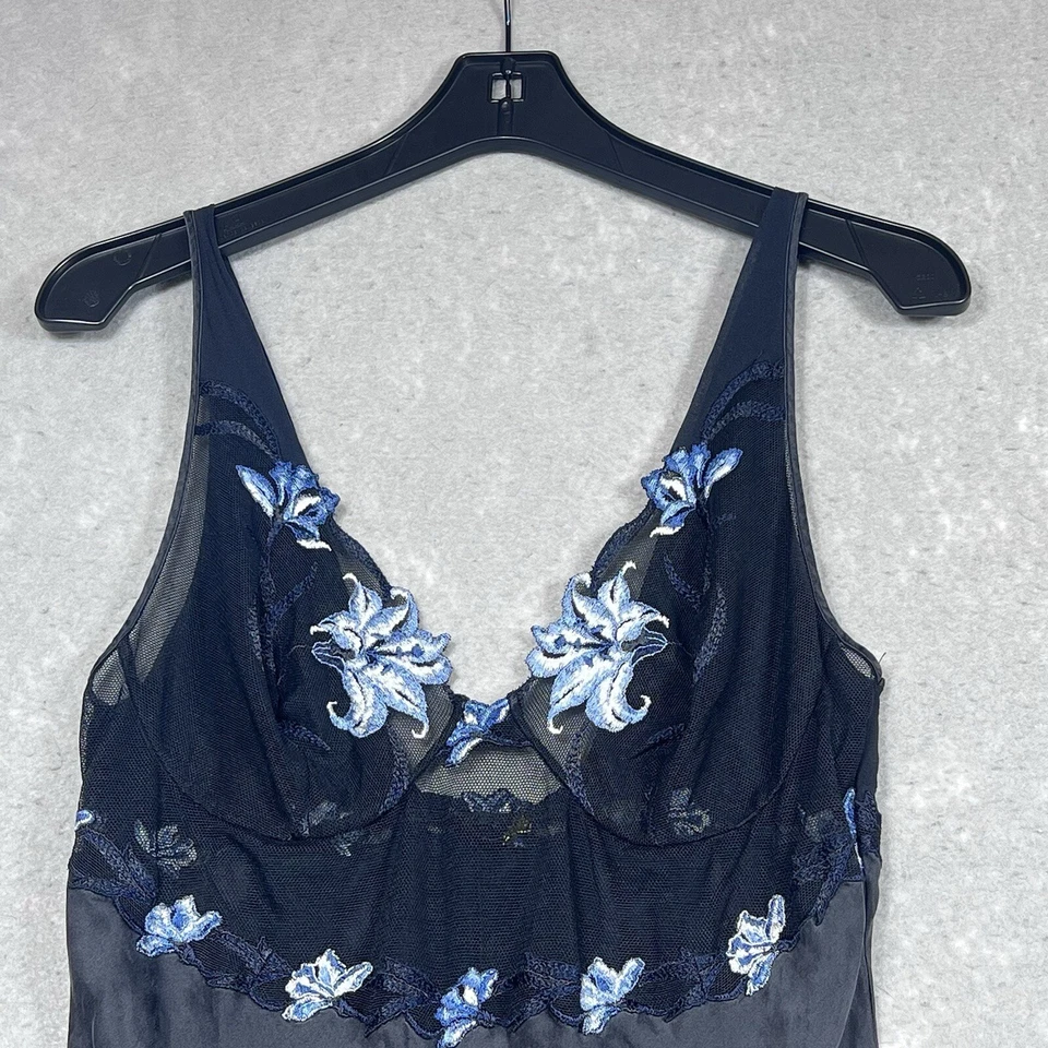 De Colección La Perla Camisón 4 Negro Bordado Flor Encaje Sin Mangas Mini Vestido Lencería Foto 2 de 4