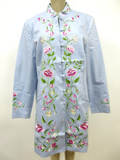 Victor Costa Light Blue Floral Embroidered Jacket Long Sleeve Lined NWT