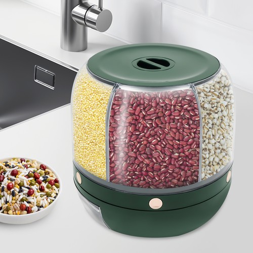 6-Grid Rice Dispenser Grain Container Cereal Storage Dry Food Tank Dark Green - Picture 15 of 20