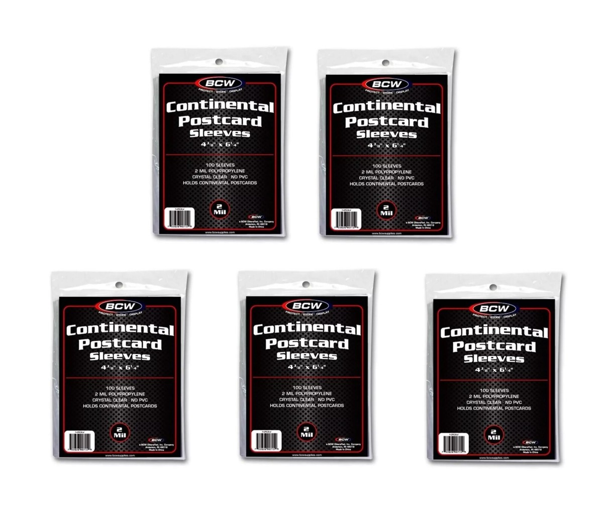 (500 Count) BCW Continental Postcard Sleeves Archival Safe (5 Packs) Acid Free (500 Count) BCW Continental Postcard Sleeves Archival Safe (5 Packs) Acid Free