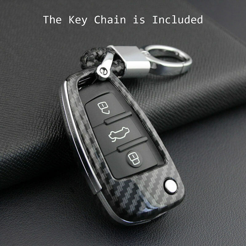 Carbon Fiber Style Flip Key Fob Case Cover Shell For Audi A1 A4 A3 A6