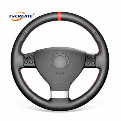 Black PU Leather Steering Wheel Cover for Volkswagen VW Jetta Tiguan Passat EOS