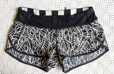 Lululemon Women's Palm Angel Wing Black Speed Up Low Rise 2.5'' Shorts Size 6
