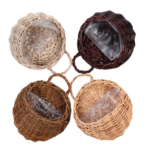 4 Pcs Rattan Flower Basket Baby Hanging Woven Pot Handle Baskets Front Door