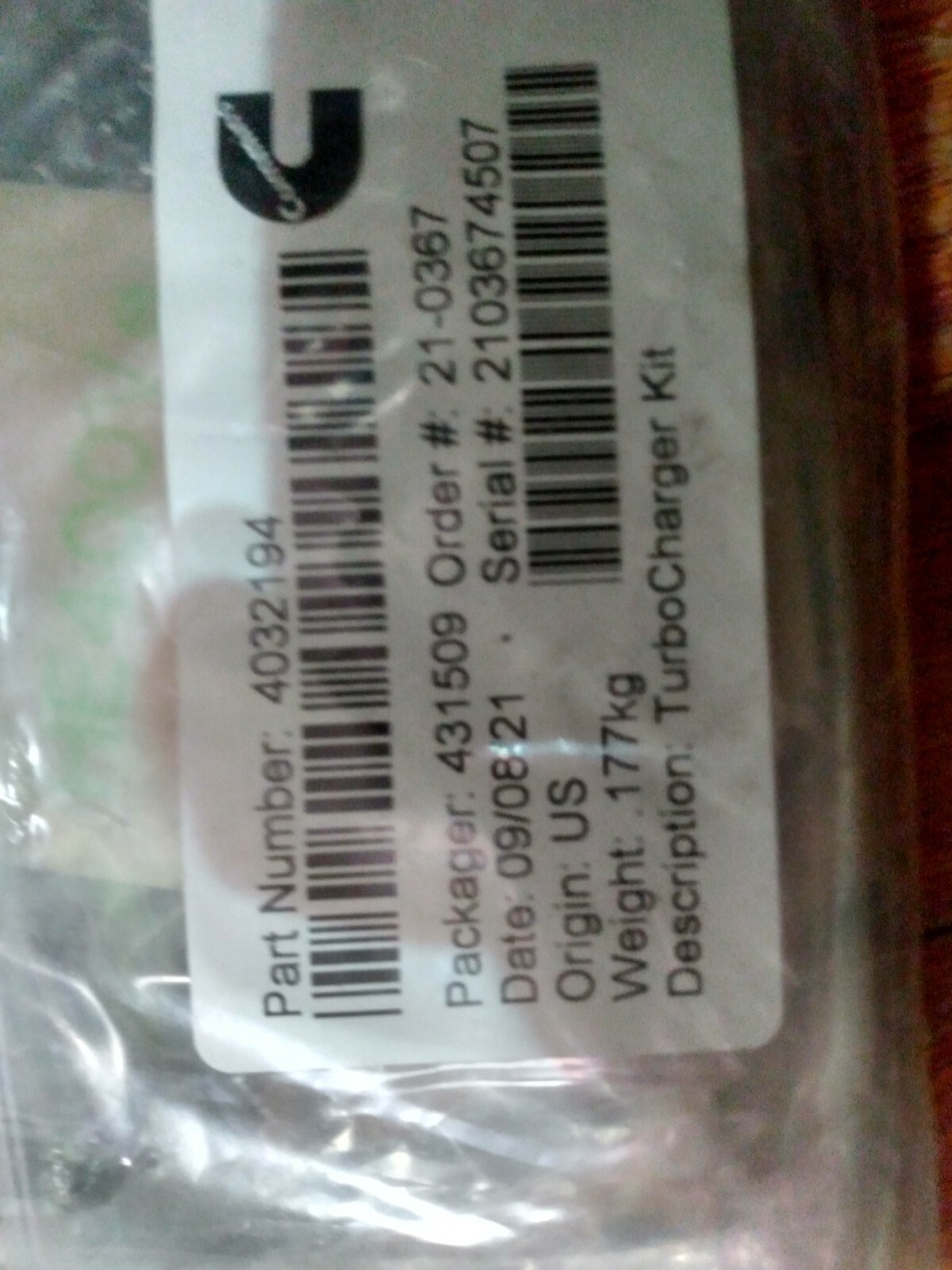 Genuine Cummins 4032194 Turbocharger Kit 3788364 kit ISX-07 NR1-2 