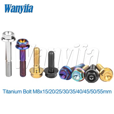 Titanium Bolt M8x15 20 25 30 35 40 45 50 55mm DIN6921 Flange Head Hex GR5 Screws
