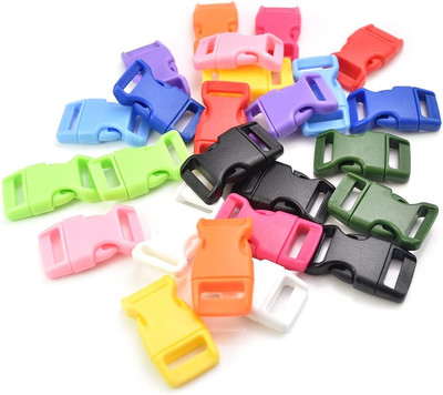 30 Pack Assorted Colors 5/8'' Side Release Buckle Plastic Contoured Curved for Pa