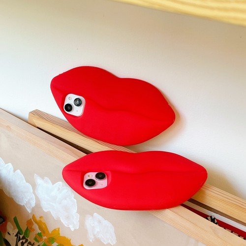 For iPhone 15 14 13 12 11 7 Hot Cool 3D Sexy Red Lips Silicone Phone Case Women - Picture 4 of 13