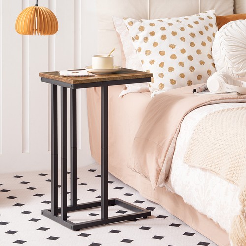 HOOBRO Side Table C Shaped Sofa End Table Coffee Snack Table w/ Metal Frame - Picture 7 of 14