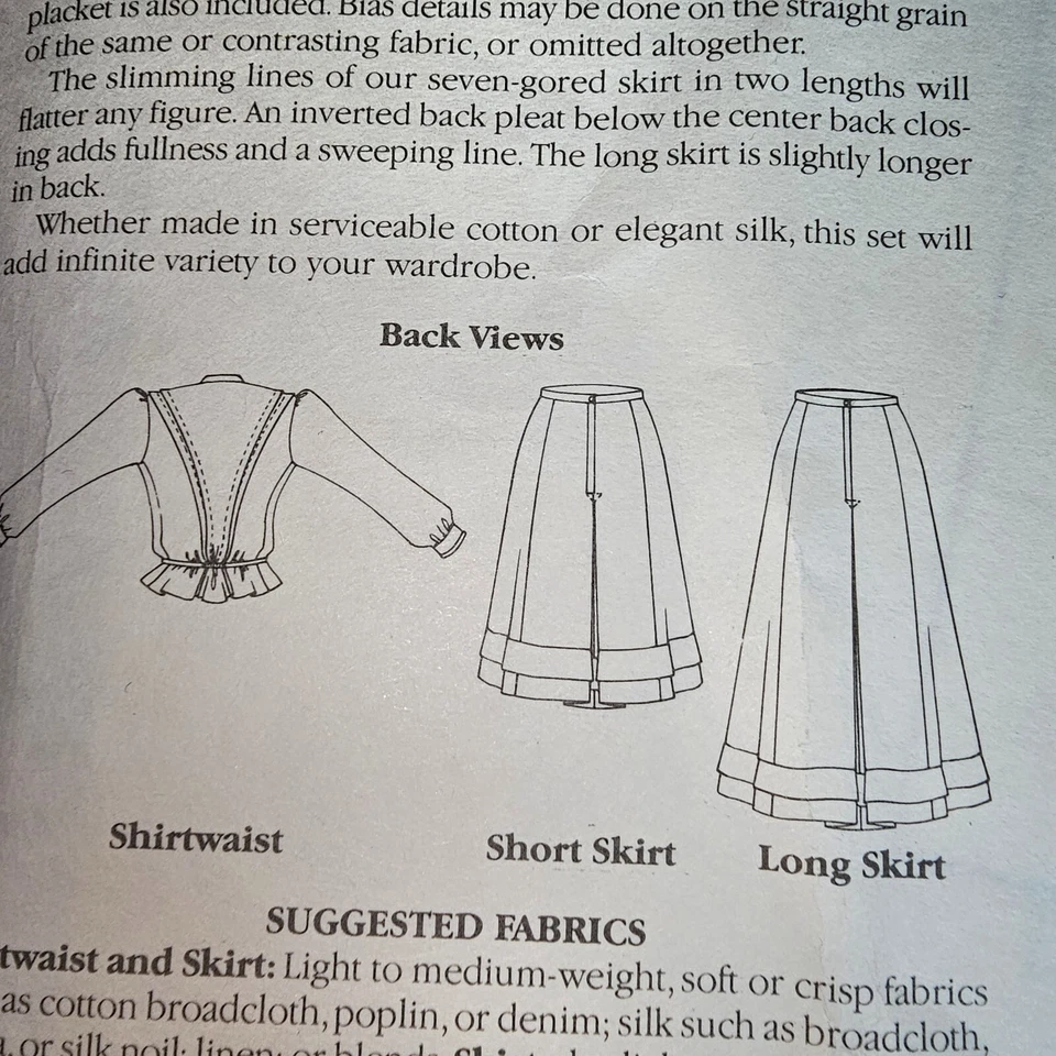 Camisa Folkwear Escolar Cintura/Falda Costura Patrón 216 1982 Sin Usar-F2 Foto 2 de 4