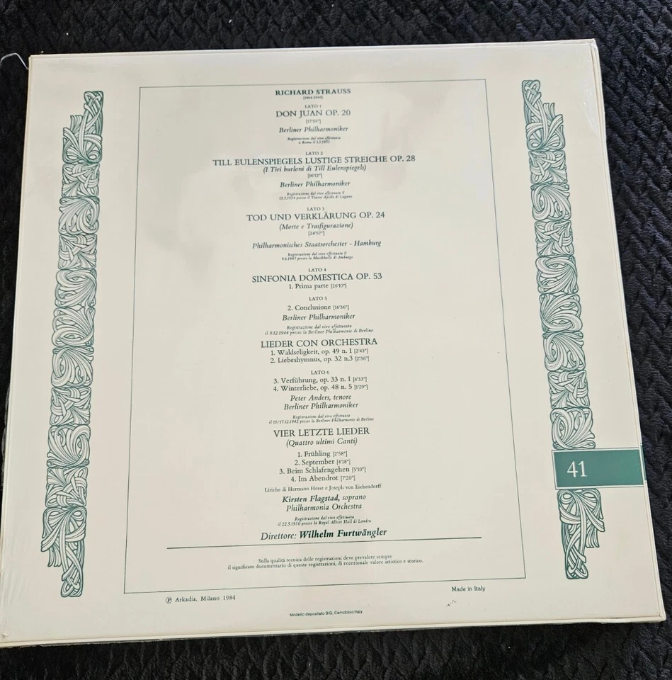 FURTWANGLER 3LPS RICHARD STRAUSS FLAGTAD FONIT CETRA LIVE 1944-54 SEALED - Image 2 of 3