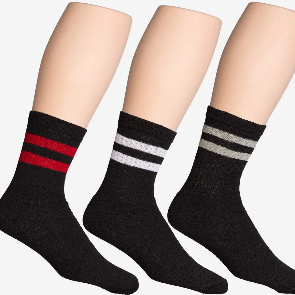 1 Docena 12 Pares Clásicos Retro Vieja Escuela Zapatos Rayas Calcetines Atléticos Crew Foto 3 de 4