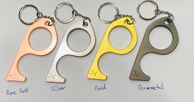 No Touch Virus prevention ALUMINUM door opener button pusher key chain Hand-free
