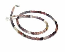18"inch Necklace Natural Multi Spinel Rondelle Faceted 3-4mm Beads Silver Lock