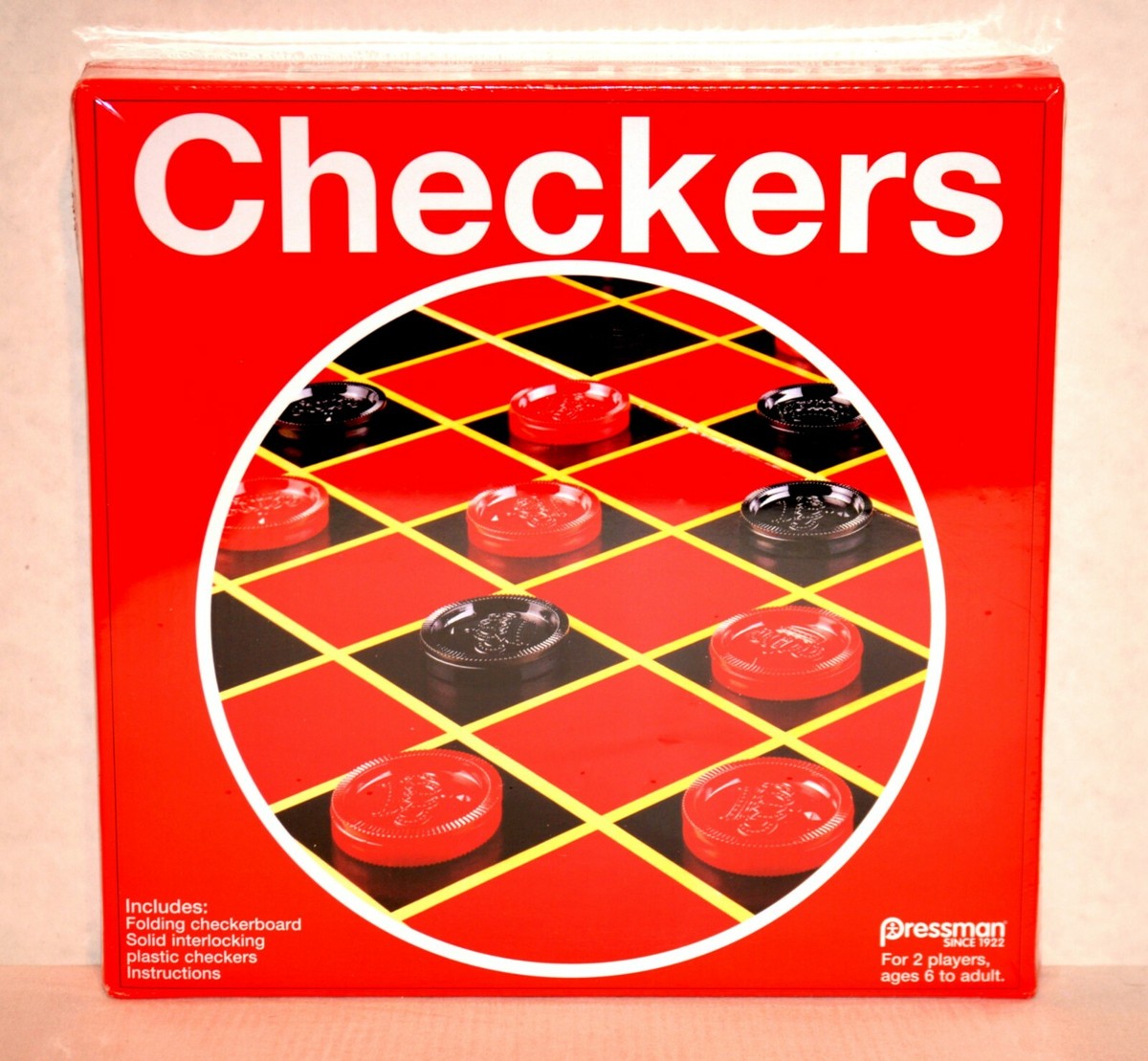  Pressman Checkers - Classic Game With Folding Board and  Interlocking Checkers, 2 Players : Toys & Games