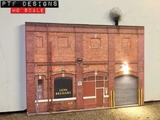 HO Scale Brewery Building Flat / Front 3D Background w/ LED, Walthers
