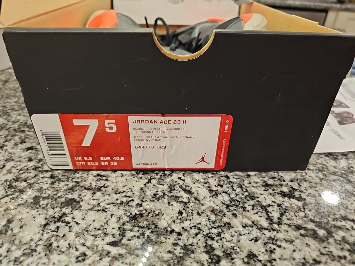 Nike Air Jordan Ace 23 Black 644773-023 Men's Size 7.5 With Box