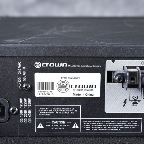 Crown CDi 2000 800W 2-Channel 70V Power Amplifier with DSP, power cord included. - Picture 5 of 6
