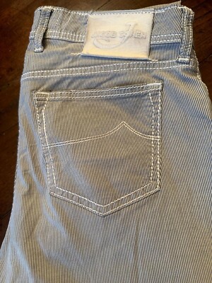 Jacob Cohen, pantaloni in cotone+elastan A righe bianche e grigie