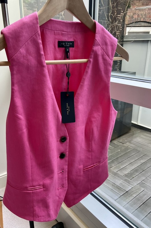 Rag & Bone Priya Bright Pink  Linen Vest, NWT 2