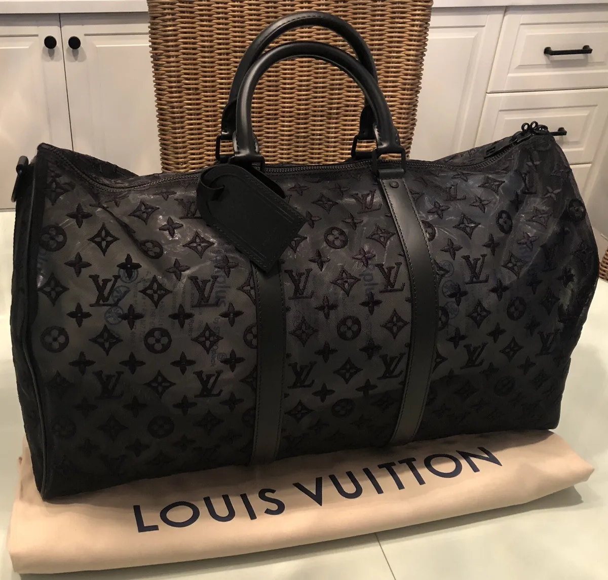 Brand New Auth 2019 Louis Vuitton Virgil Abloh Black Mesh Monogram