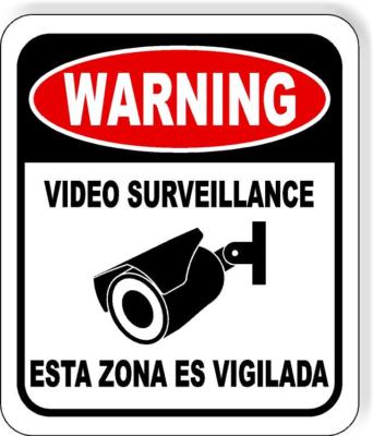 English &amp; Spanish Warning video surveillance security camera metal  outdoor sign | eBay