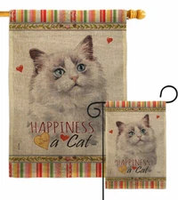 Bicolor Ragdoll Happiness Burlap Garden Flag Animals Cat Gift Yard House Banner