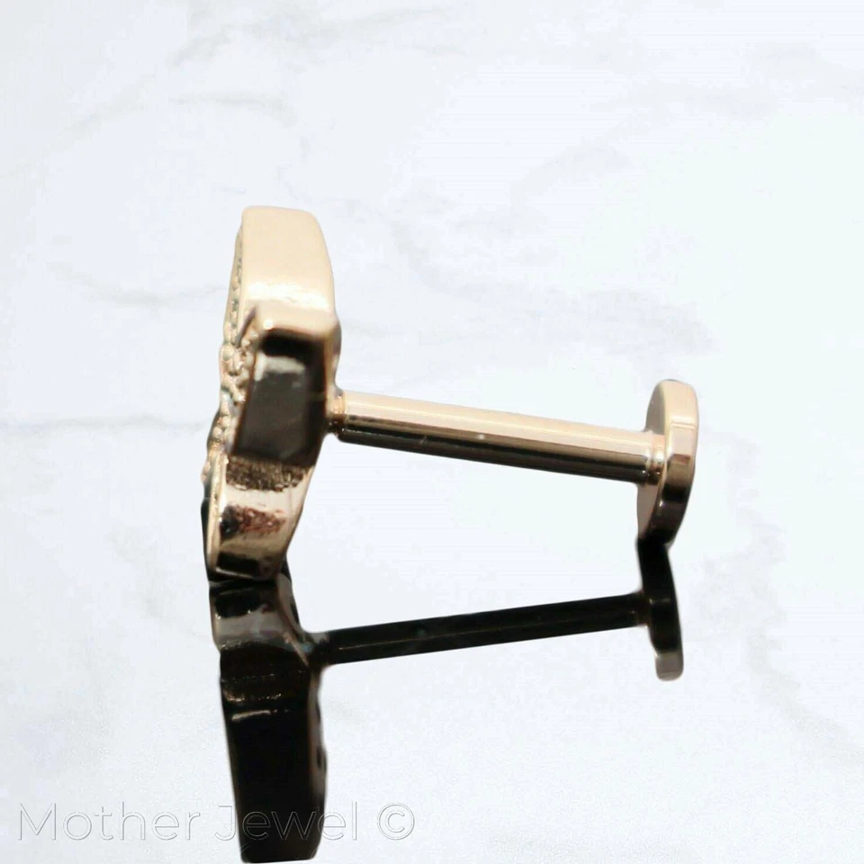 ROSE GOLD IP BUTTERFLY SIMULATED DIAMOND TRAGUS MONROE LABRET CARTILAGE STUD 16G — 第 3/3 张图片