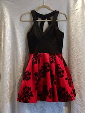 Crystal Doll Party Dress - Size 3 Juniors - Red/Black Floral Pattern